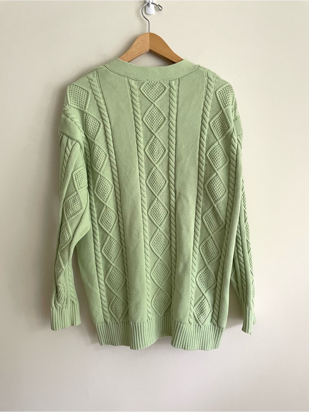 Aritzia Sunday Best Lamora Cable Knit Longline Cardigan in Sagebrush Green - Picture 6 of 14